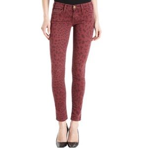 Current/Elliott The Stiletto Fig Leopard Ankle Skinny Jeans